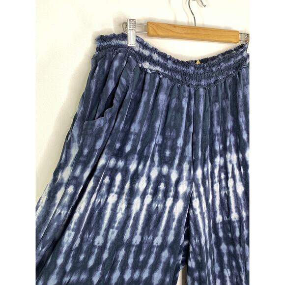 Democracy Blue White Tie Dye Smocked Elastic Waist Pants Women's Plus Size 3X - Picture 5 of 7